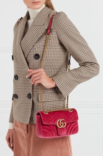 Бархатная сумка на цепочке GG Marmont Gucci
