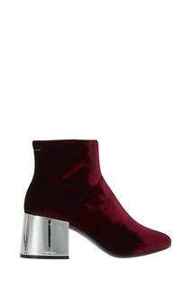 Бархатные ботильоны на серебристом каблуке Mm6 Maison Margiela