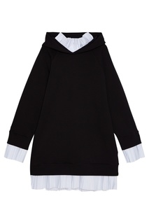 Хлопковое платье-худи с плиссировкой Mm6 Maison Margiela