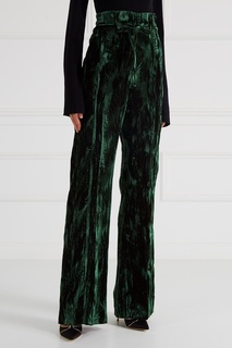 Зеленые брюки из панбархата Ann Demeulemeester