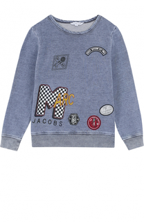 Хлопковый свитшот с принтом и нашивками Marc Jacobs