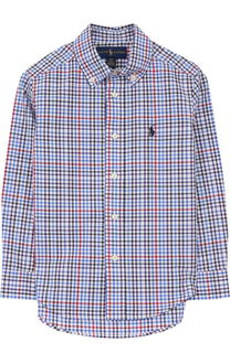 Хлопковая рубашка с принтом и воротником button down Polo Ralph Lauren