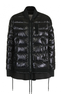 Стеганый пуховой бомбер на молнии Moncler