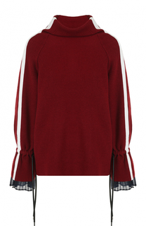 Шерстяной свитер с контрастной отделкой Sacai
