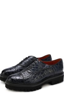 Ботинки из кожи каймана на шнуровке Santoni