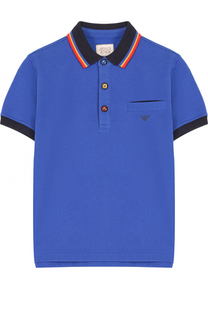 Хлопковое поло с контрастной отделкой Armani Junior