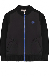 Спортивный кардиган с контрастной молнией Armani Junior