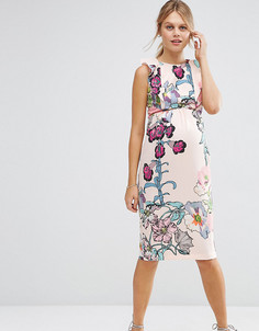 Платье-футляр с цветочным принтом и оборками ASOS Maternity - Мульти