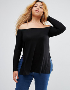 Свободный топ с разрезами по бокам ASOS CURVE - Черный