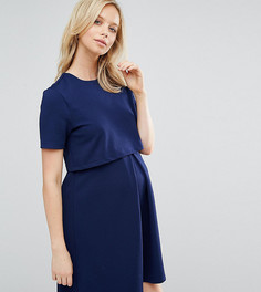 Фактурное приталенное платье для кормящих мам ASOS Maternity TALL - Темно-синий