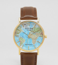 Классические часы с принтом атласа мира Reclaimed Vintage Inspired эксклюзивно для ASOS - Коричневый