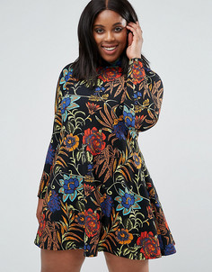 Свободное платье с цветочным принтом AX Paris Plus - Черный