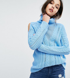 Джемпер с отворачивающимся воротником и узором косичка Boohoo - Синий