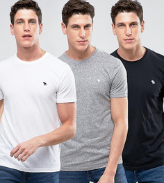 3 обтягивающие футболки с круглым вырезом (черная/белая/серая меланж) Abercrombie &amp; Fitch - Скидка 25 - Мульти