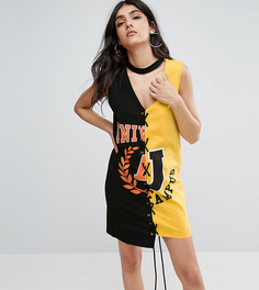 Платье-футболка миди со шнуровкой и вырезом ASOS TALL - Мульти