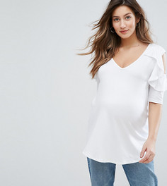 Топ с вырезами на плечах и рюшами Bluebelle Maternity - Белый