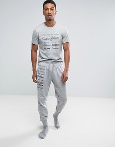 Узкие джоггеры с манжетами и логотипом Calvin Klein - Серый