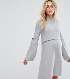 Платье-джемпер с завязками на рукавах ASOS Maternity NURSING - Серый