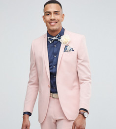 Розовый приталенный пиджак на подкладке с принтом ASOS TALL - Розовый