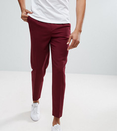 Бордовые суженные книзу брюки с плиссировкой ASOS TALL - Красный