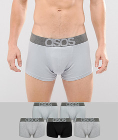 Набор из 5 трусов-хипстеров с логотипом на поясе ASOS - Мульти