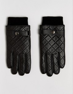 Черные кожаные перчатки со стеганой отделкой ASOS - Черный