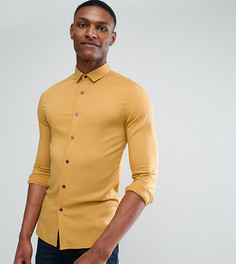 Горчичная эластичная рубашка зауженного кроя из вискозы ASOS TALL - Желтый