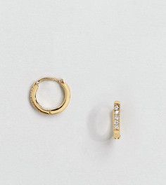 Серьги-кольца из позолоченного серебра с камнями - Золотой Asos