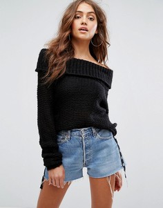 Джемпер крупной вязки с вырезом лодочкой Boohoo - Черный