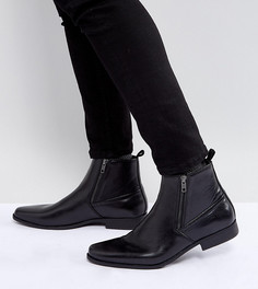 Черные ботинки челси из искусственной кожи для широкой стопы ASOS - Черный