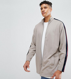 Удлиненная спортивная куртка с велюровой полоской ASOS TALL - Бежевый