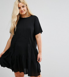 Свободное платье с короткими рукавами и вставками ASOS CURVE - Черный