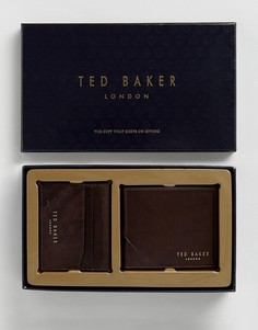 Кожаный бумажник и кредитница в подарочном наборе Ted Baker Hofset - Коричневый