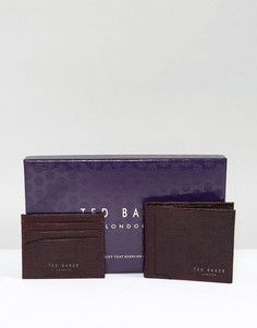 Подарочный набор из кожаных бумажника и визитницы Ted Baker - Красный