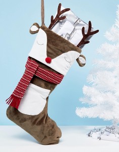 Новогодний носок для подарков с оленем Sass &amp; Belle - Мульти