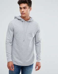Худи удлиненного кроя с асимметричным краем ASOS - Серый