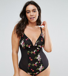 Боди с вышивкой New Look Curve - Черный