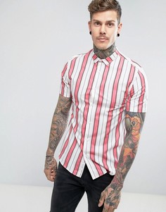 Узкая рубашка в розовую полоску River Island - Розовый
