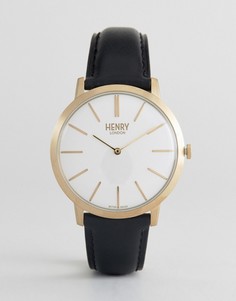 Часы с черным кожаным ремешком Henry London - Черный