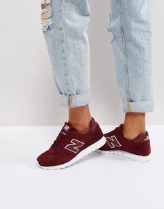 Бордовые замшевые кроссовки New Balance 373 - Красный
