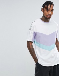Oversize-футболка с принтом и вставками в стиле колор блок ASOS - Белый