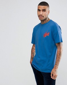 Свободная футболка с вышивкой ASOS - Синий