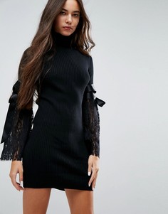 Платье с кружевными рукавами ASOS - Черный