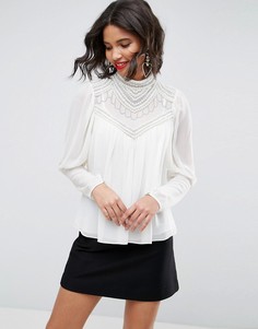 Блузка с отделкой искусственным жемчугом ASOS - Белый