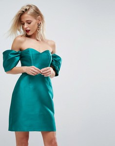 Платье мини с открытыми плечами ASOS - Зеленый