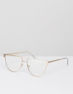 Круглые очки для гиков в металлической оправе с плоским верхом ASOS - Золотой