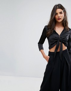 Укороченная рубашка с завязкой River Island - Черный