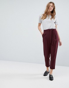 Брюки с поясом на талии New Look - Красный
