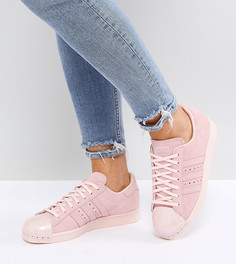 Розовые кроссовки с отделкой металлик на носке adidas Originals Superstar 80S - Розовый