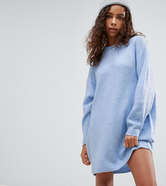 Вязаное платье с круглым вырезом из пушистой пряжи ASOS PETITE - Синий